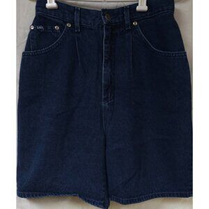 Vtg Lee Womens 10 Medium High Waist Bareback Dark Wash Pleated Denim Shorts 28x8
